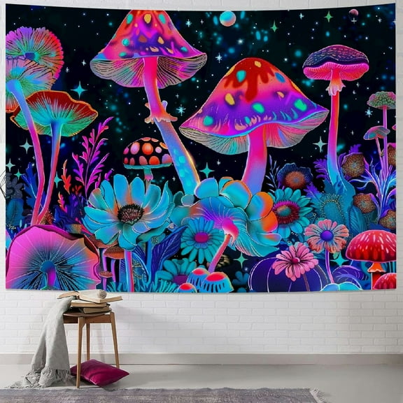 PRATYUS Skull Mushroom Tapestry Colorful Plants Tapestries Eyes Tapestries Mushroom Tapestry Hippie Wall Hanging Poster for Bedroom Living Room Home Decor Painting