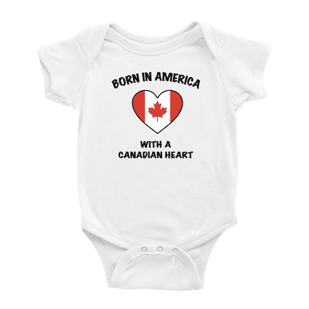 

Born In America With A Canadian Heart Cute Baby Clothing Bodysuits For Boy Girl