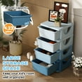 thumbnail image 3 of Qaba 4 Tier Kids Storage Unit Dresser Tower with Drawers Chest Toy Organizer for Bedroom Nursery Kindergarten Living Room for Boys Girls, Blue, 3 of 9