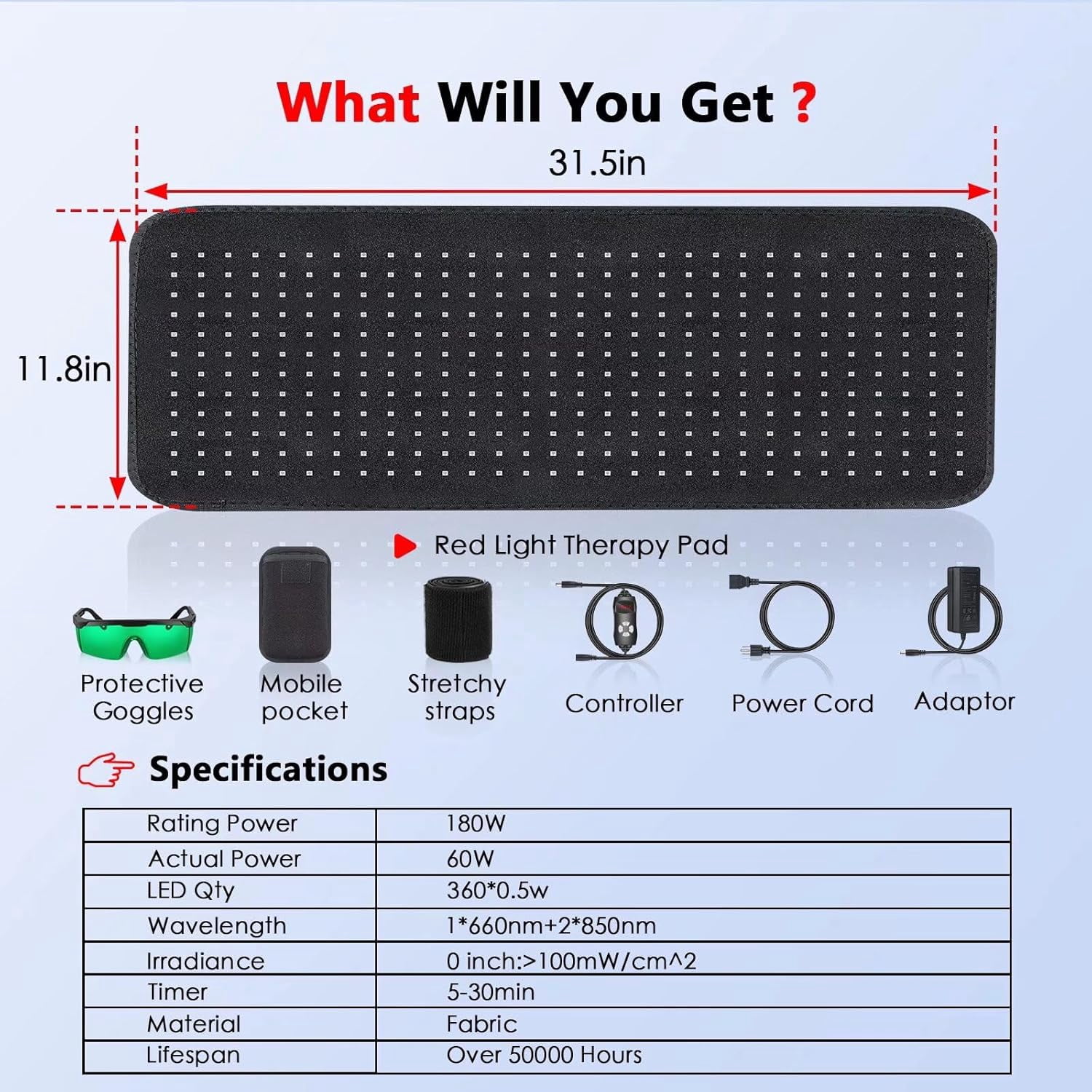 Red Light Therapy Mat for Relaxation,360 LED Red Light Therapy for Body 660nm/850nm Full Body Blanket, Adjustable Brightness and Timer, Great Gift for Elderly, Family, Fitness, Health Enthusiasts
