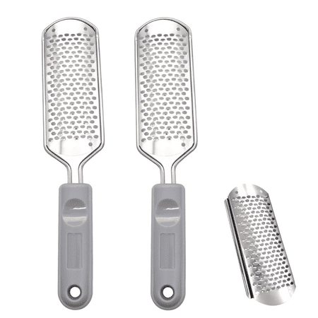 

2BladesPedicureFootFileScrubberRaspFeetCallusShaverCuticleCutterandCornRemoverPediTool 2pcs large hole gray handle foot file + 1pcs large hole file F56102