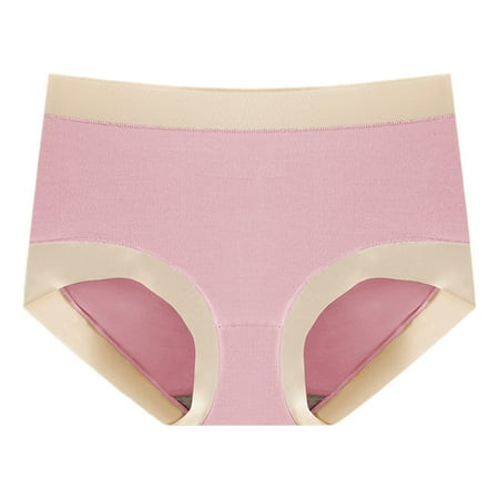 

huanledash Women Underpants Contrast Color Cotton Anti-pilling Tear Resistant Quick Dry Soft High Elasticity Band Seamless Anti-septic Women Briefs for Daily Wear
