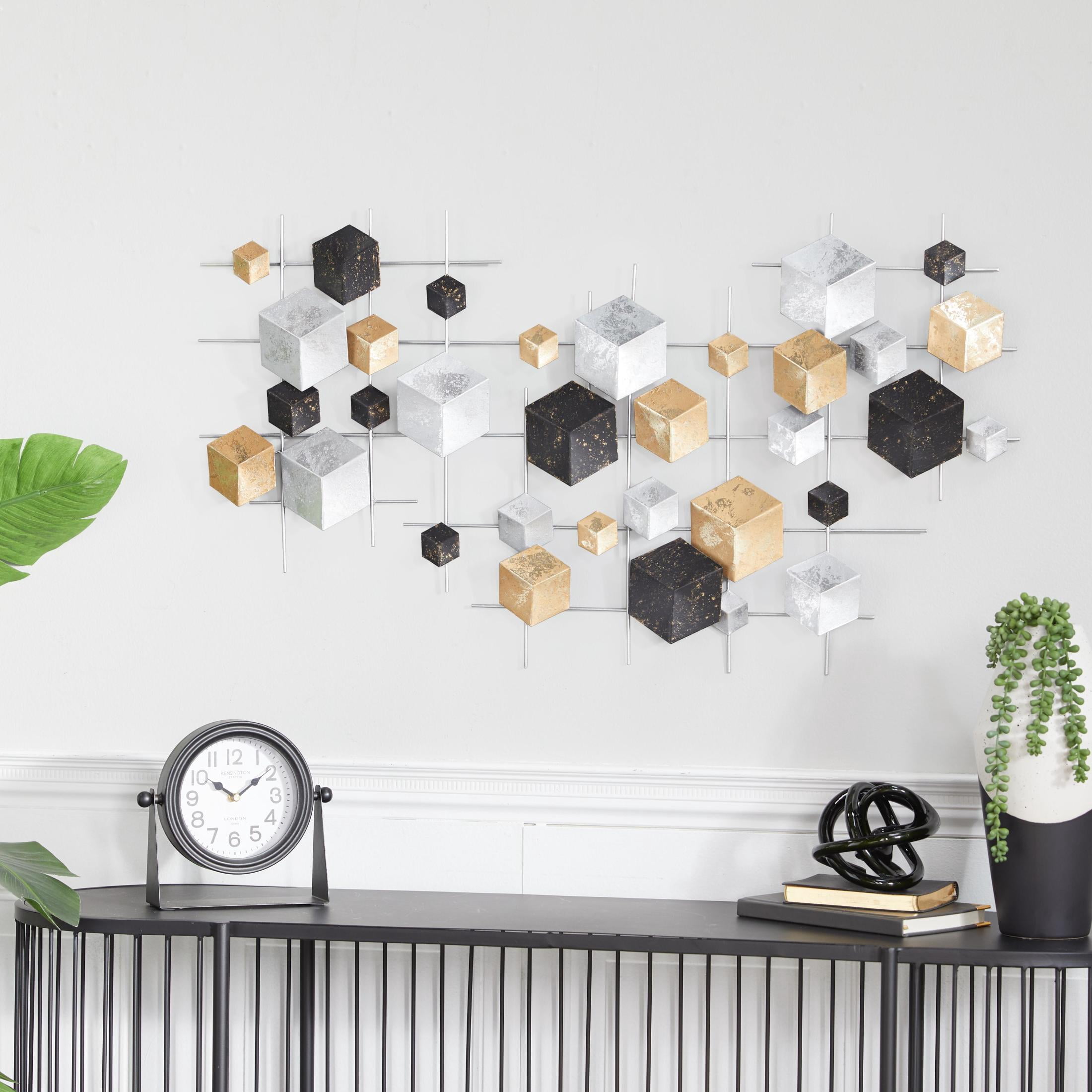 CosmoLiving by Cosmopolitan Multi Colored Metal 3D Cube Relief Geometric Wall Decor