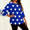 thumbnail image 5 of Gamivast Plus Size Holiday Tops 3/4 Sleeve Heart Print Cute Blouse Oversized Crew Neck Drop Shoulder Trendy Shirts Valentine's Day Outfits Outfits, 5 of 6