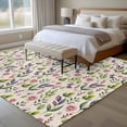 thumbnail image 4 of Pink Purple Leaves Area Rug 5x7 FT, Non Slip Bedroom Throw Carpet, Pastoral Botanical Wildflowers Beige Washable Soft Floor Carpet Non-Shedding Rug for Dining Room Bedside Classroom Desk, 4 of 9