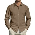 thumbnail image 5 of Dwellite Men's Fit Dress Shirt Solid Color Long Sleeve Casual Business Trendy Collared Button Up Shirts 2026 Light Brown 3XL, 5 of 7