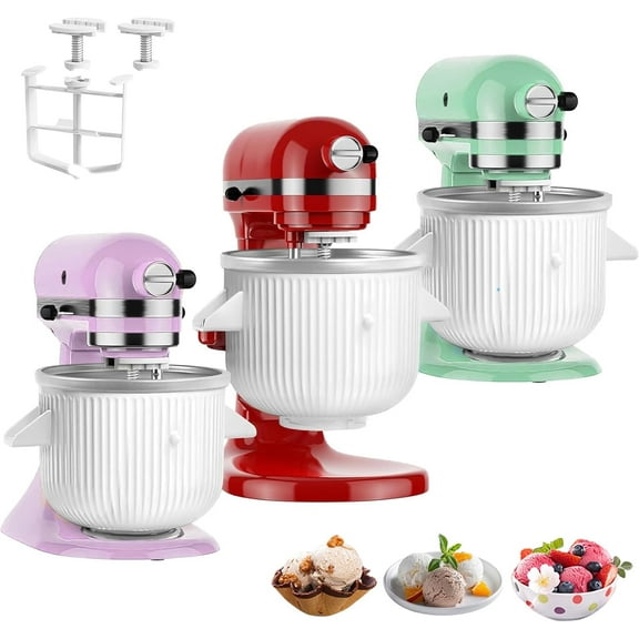 Ice Cream Maker Attachment: For KitchenAid Stand Mixer, Fits 4.5/5QT/6QT/7QT Models. 2 Quart Capacity, Makes Frozen Yogurt & Gelato$$Home Decor, Kitchen, & Other