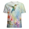 thumbnail image 5 of Flower Hummingbird Women's T-Shirt Short Sleeve T Shirts Tops Tee Ladies Loose T, 5 of 6
