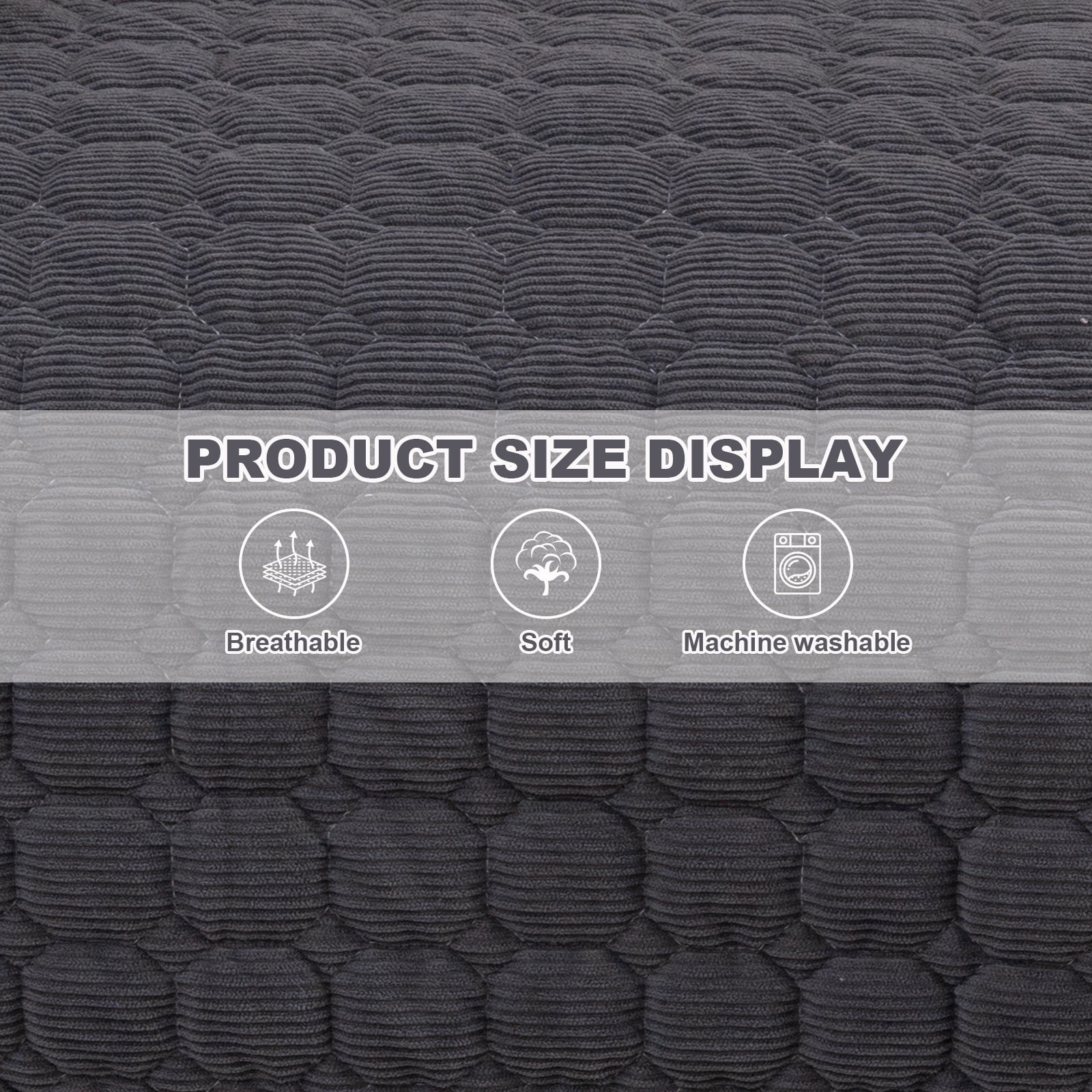 Eurhowing Dog Couch Cover 36"x36", Corduroy Dog Bed Mat for Couch with 3 Side Dog Pillow, Washable Sofa Cover Pet Furniture Protector for Dogs&Cats, Dark Gray