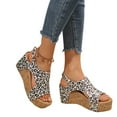 thumbnail image 4 of LFXJVY Wedge Heel Sandals For Women Platform Animal Print Open Toe Hook & Loop Adjustable Strap SummerWhite 39, 4 of 8