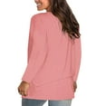thumbnail image 4 of Aboser Long Sleeve Shirts for Women Plus Size Basic Tees Casual Crew Neck T Shirt Loose Fit Cozy Tshirts Soft Solid Color Tee Tops Lightweight Breathable Classic Shirt Pink M, 4 of 7