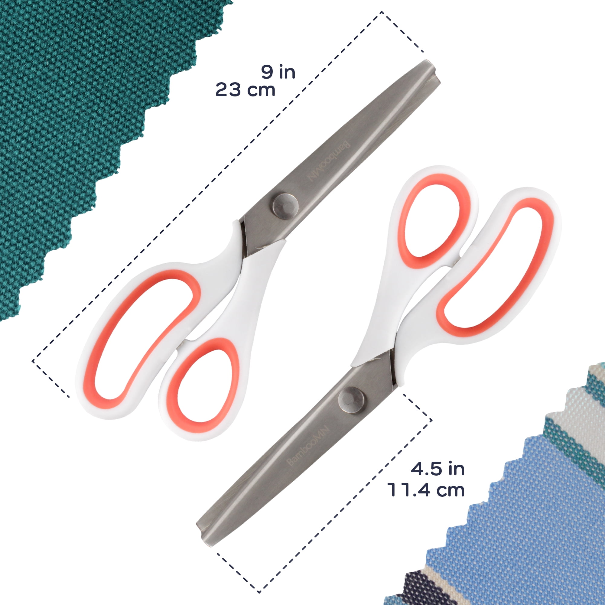 JubileeYarn Professional Grade Pinking Shears - 9" Serrated Stainless Steel - White & Orange - 30 Unit Bulk Pack
