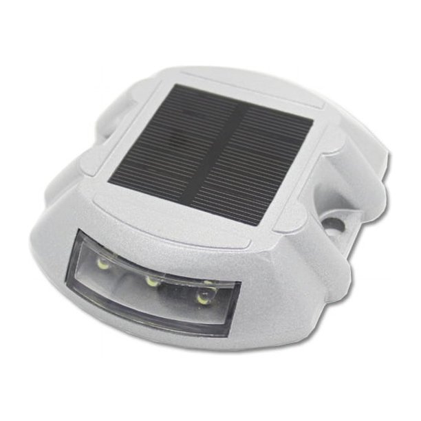 Luz solar para muelle, farola solar con 6 LED, lámpara impermeable para exteriores para camino de terraza de jardín, 2 piezas (luz normal blanca)