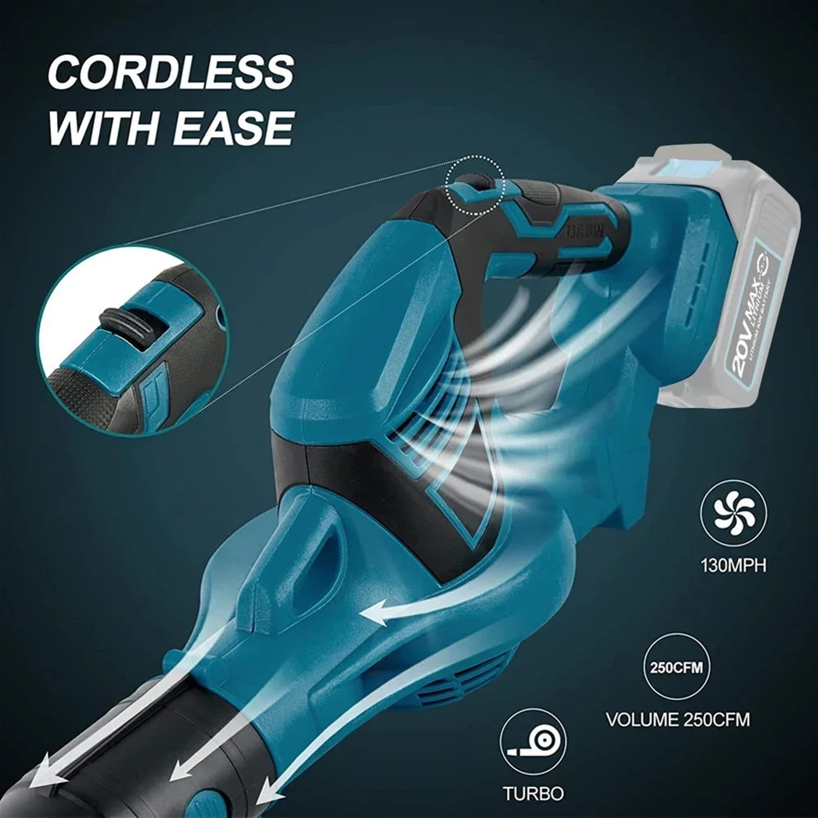 High Powerful Electric Air Blower Handheld Cordless Leaf / Snow/Dust Blowing Blower Garden Tool ,Adjustable Speed
