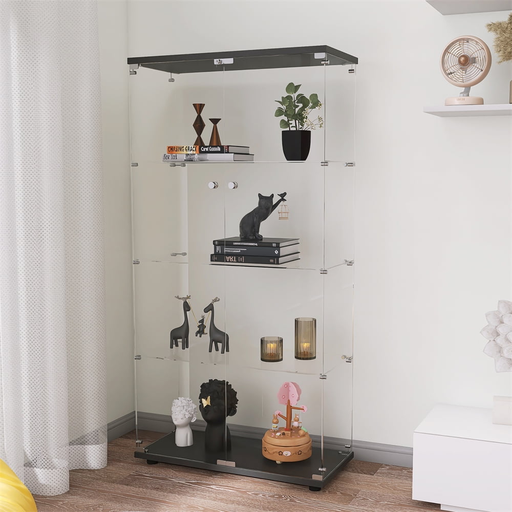 Twodoor Glass Display 4 Shelves with Door, Floor Standing