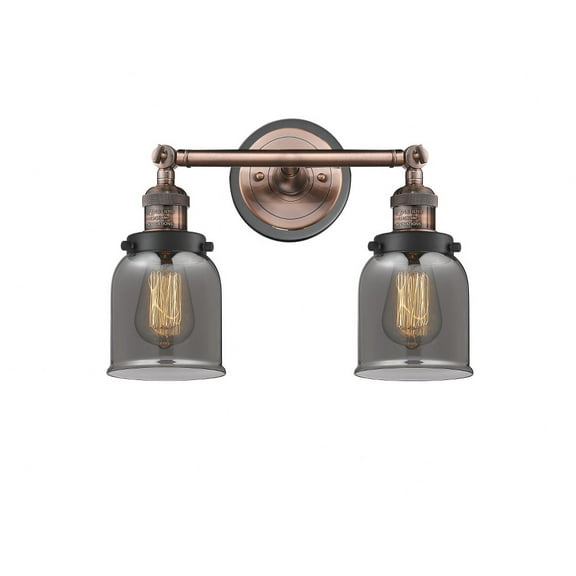 208BP-ACBK-G53 Innovations Lighting Bell - 2 Light Bath Vanity In Industrial Style-10 Inches Tall and 16 Inches Wide-Antique Copper Finish-Plated