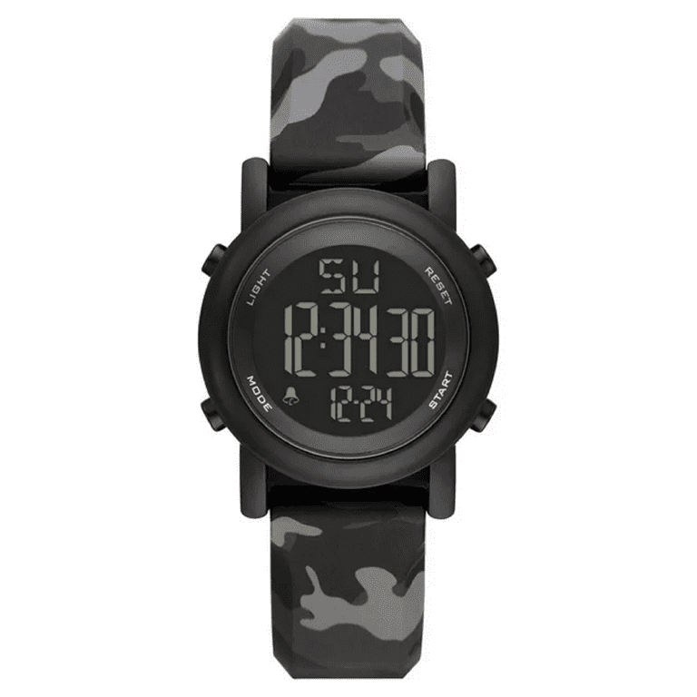 George Men s Digital Watch Gunmetal Case Negative Display Black Grey Camo Stap FMDOGE030