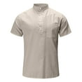 thumbnail image 4 of Men's Solid Color Casual Button Down Short Sleeve Blouse - Lightweight Polyester, Relaxed Fit, Machine Wash - S-XXXXL, 4 of 5