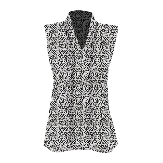 Blusa George para Dama, Escote V con Doblez, sin Mangas Print Blanco Talla EG