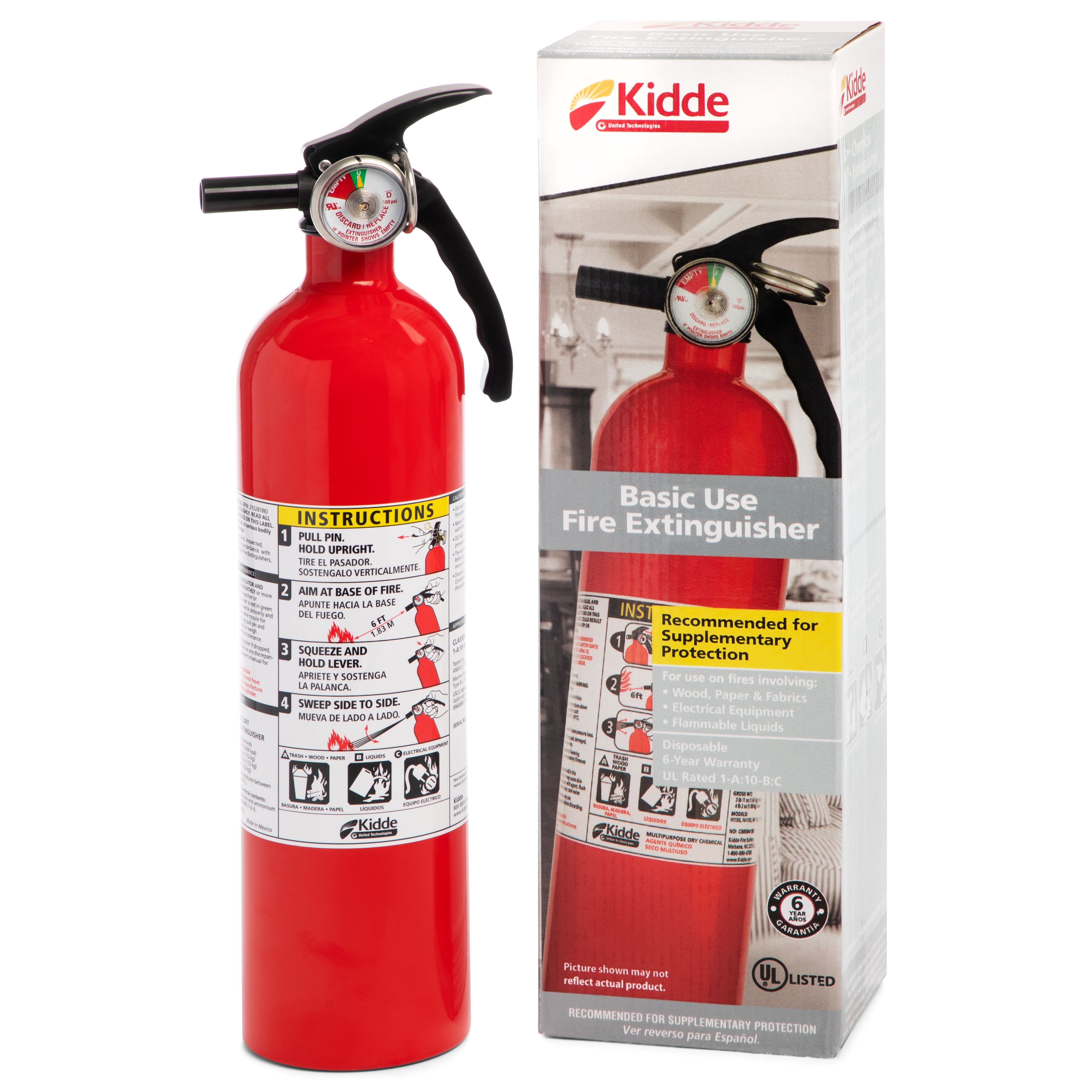 Fire Extinguisher 5-B:C Rated Disposable Dry Chemical Emergency Home Garage Safe 