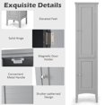 thumbnail image 5 of Giantex High Storage Bathroom Cabinet, Freestanding Slim Organizer,  Linen Tower Narrow Floor Cabinet, Grey, 5 of 10