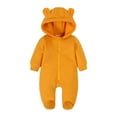 thumbnail image 2 of XFHLMJFF Toddler Jumpsuits Boys Girls Bear Ears Onesie Long Sleeve Solid Color Fall Winter Coveralls for 9-12 Months, 2 of 9