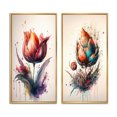 thumbnail image 2 of Designart "Vibrant Tulip in Technicolor III" Tulip Framed Wall Art Set Of 2 - Purple Floral Gallery Wall Frame Set For Home Decor, 2 of 7