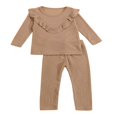 thumbnail image 3 of Toddler Boys Girls Knit Outfits 2pcs Long Sleeve Ruffle Ribbed Knitted Sweater Pullover+Pants Set Black 2-3 Years, 3 of 7
