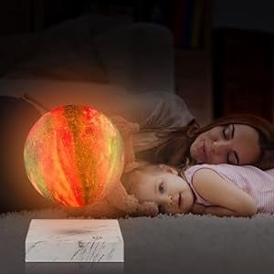 VGAzer Floating Galaxy Moon Lamp with 16 LED Colors, Levitating Galaxy Night Light , Multi-color Rotating Table Lamp Touch Control , 3D Printed Desk Moon Light Decor