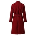 thumbnail image 6 of LEKODE Women's Fashion Notched Lapel Single Breasted Open Front Maxi Long Woolen Overcoat with Pockets Wine S, 6 of 7