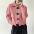 thumbnail image 2 of Ediodpoh Big Button Knitted Jacket Women's Fashion Retro Lapel Cardigan Sweater Women's Autumn and Winter Loose Style Womens Cardigan Sweaters Pink, 2 of 4