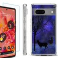 thumbnail image 1 of Shockproof Bumper Phone Case for Google Pixel 7, with Tempered Glass Screen Protector, by OneToughShield ® - Midnight Forest, 1 of 4
