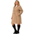 thumbnail image 4 of GRACE & GRANDEUR Juniors Plus Size Notched Lapel Warm Winter Double Breasted Coat, 4 of 7