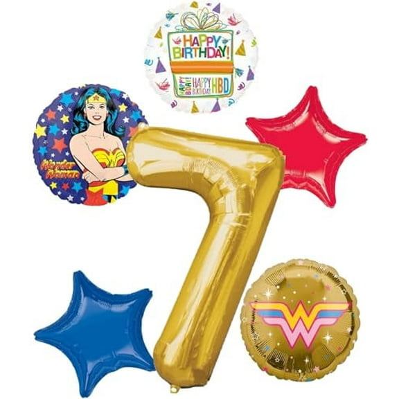 Wonder Woman 7th Birthday Party Supplies Superhero Balloon Bouquet Decorations