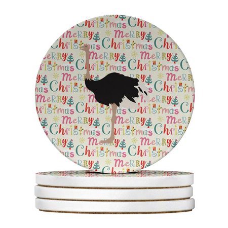 

Carolines Treasures WDK2769RCS4 4 x 4 in. Unisex Common Ostrich Christmas Large Sandstone Coasters - Pack of 4