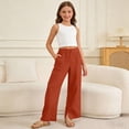 thumbnail image 2 of Girls Linen Pants Baggy Wide Leg Pants Casual Drawstring Pants Loose Fit Trousers with Pockets 4T-4T, 2 of 6