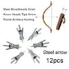 Steel Broadheads Grain Arrow Heads Tips Arrow Points Archery Hunting 12pcs