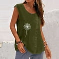 thumbnail image 2 of Gibobby Mujeres sin mangas diente de león impresión Casual verano botón chaleco cuello redondo blusa suelta Top(Verdemilitary,G), 2 of 5