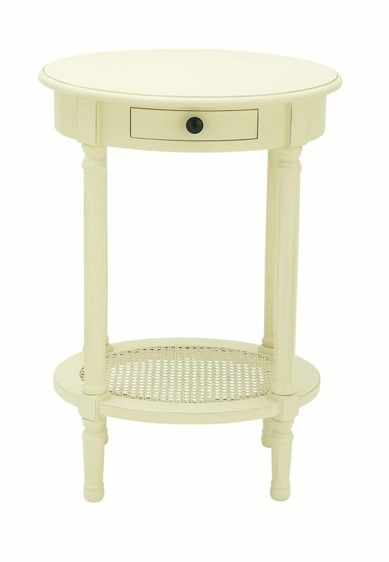 Decmode Farmhouse 28 inch wooden round accent table, Cream
