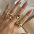 thumbnail image 4 of 3 Piece Gold Irregular Open Ring Set Adjustable Stackable Minimalist Rings for Women Jewelry Gifts, 4 of 4