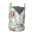 thumbnail image 1 of Tropical Laundry Bag, Exotic Hibiscuses and Parrots in Watercolors Hawaiian Flora and Fauna Composition, Basket with Handles Drawstring Closure for Laundromats, 13" x 19", Multicolor, by Ambesonne, 1 of 4