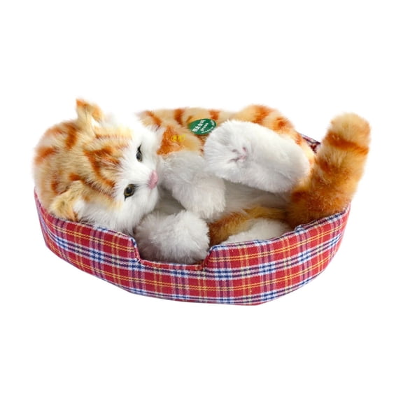 Cat Plushies Toy Cat, Furry Stuffed Animal Toy with Realistic Meowing, Cat Figures Toys, Kitty Interactive Plush Companion New Year Birthday Gift for Kids Boys Girls Home Office Decor