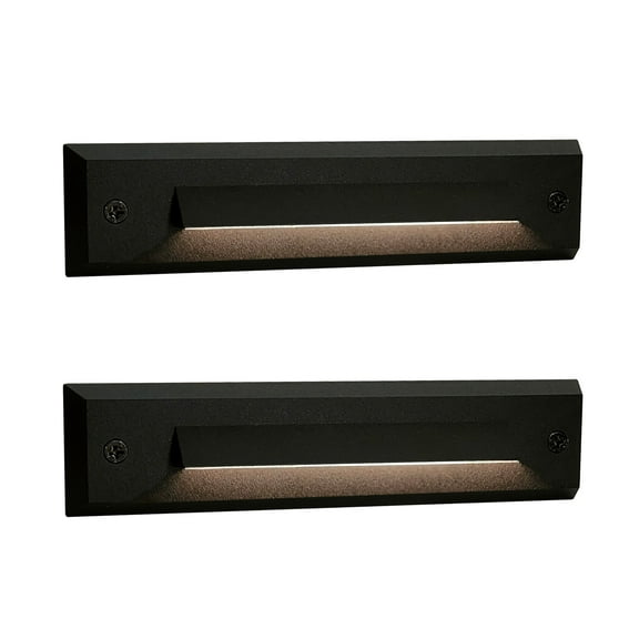 GKOplus 2-Pack Low Voltage 12-24V AC/DC LED Step Lights, 2W Landscape Cutoff Stair Riser Light, Outdoor Waterproof Accent Lighting Fixtures, Die-cast Aluminum with Black Powder Coated Finish