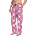 thumbnail image 2 of Uemuo Rabbit Holding Flowers Pattern Men's Wide Leg Palazzo Lounge Pants with Pockets Light Weight Loose Comfy Casual Pajama Pants-Small, 2 of 9