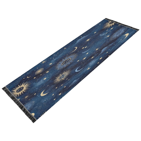 Vintage Modern Runner Rug,Non Slip Machine Washable 72"x23.5" Polyester Material Pet-Friendly Durable,Applicable to Entryway Rug Living Room Rug Sun Moon