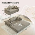 thumbnail image 2 of Ktaxon Convertible Sofa Bed, Pull-Out Sleeper Loveseat Couch with Oversized Back Pillow, Ideal for Living Room or Guest Use Gray, 2 of 7