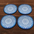 thumbnail image 2 of WIRESTER Drink Round Fabric Felt Neoprene Coasters Set of 4pcs, Teal & White Mandala, 2 of 4