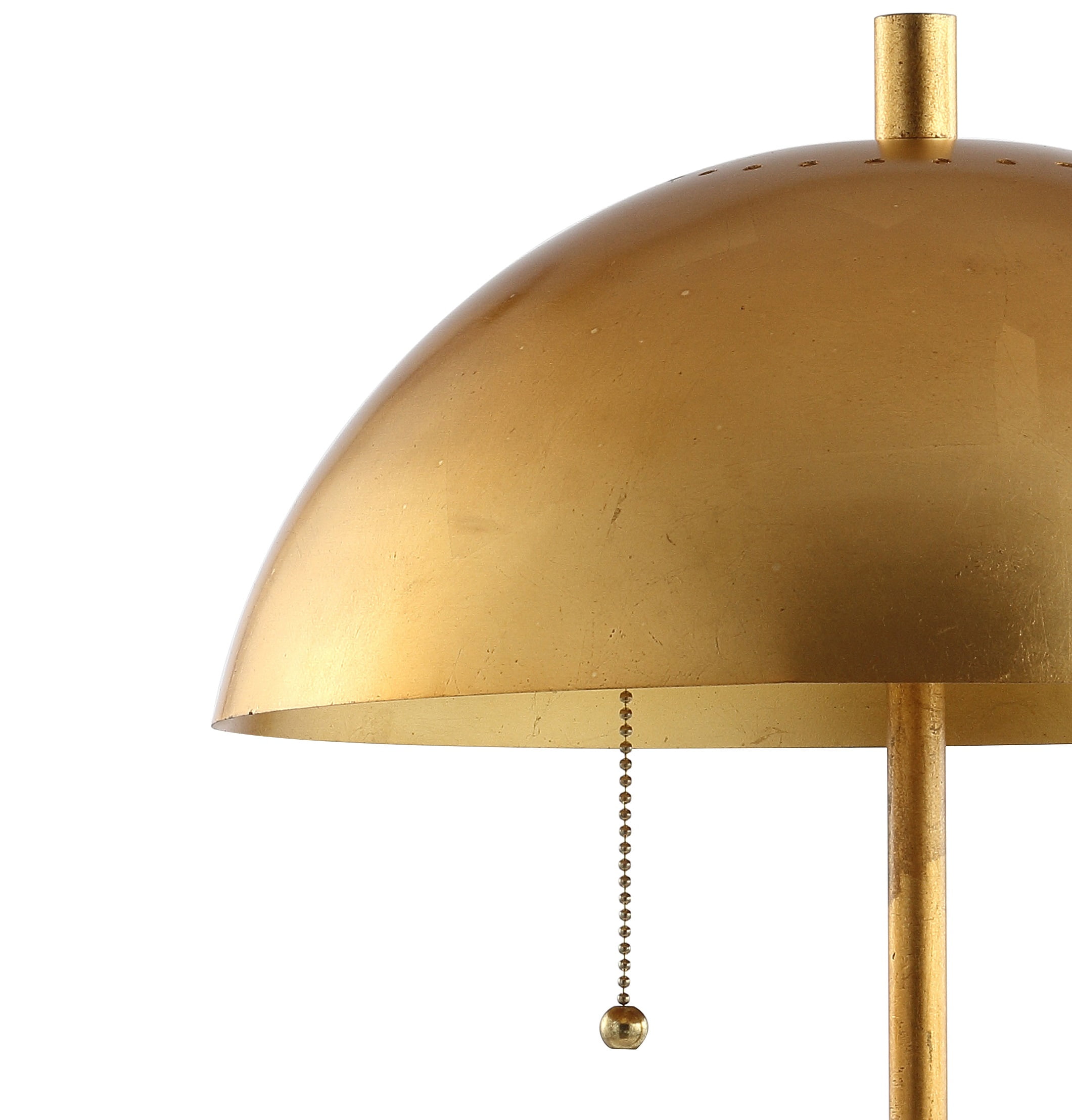 JONATHAN Y Ella 20.7" Dome Metal with Marble Base LED Table Lamp, Gold/White, JYL1071A