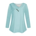 thumbnail image 5 of Black and Friday Clothing Sales Idoravan Long Sleeve Shirts for Women Winter Women's Long Sleeve Summer V Neck Sexy Casual Tops Regular Blouse Tops Light Blue L, 5 of 5