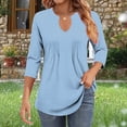 thumbnail image 2 of Mlzmgr Womens Tops Fall Trendy Long Sleeve V Neck Loose Fitted Casual Going out Blouses for Women Solid Color, 2 of 6